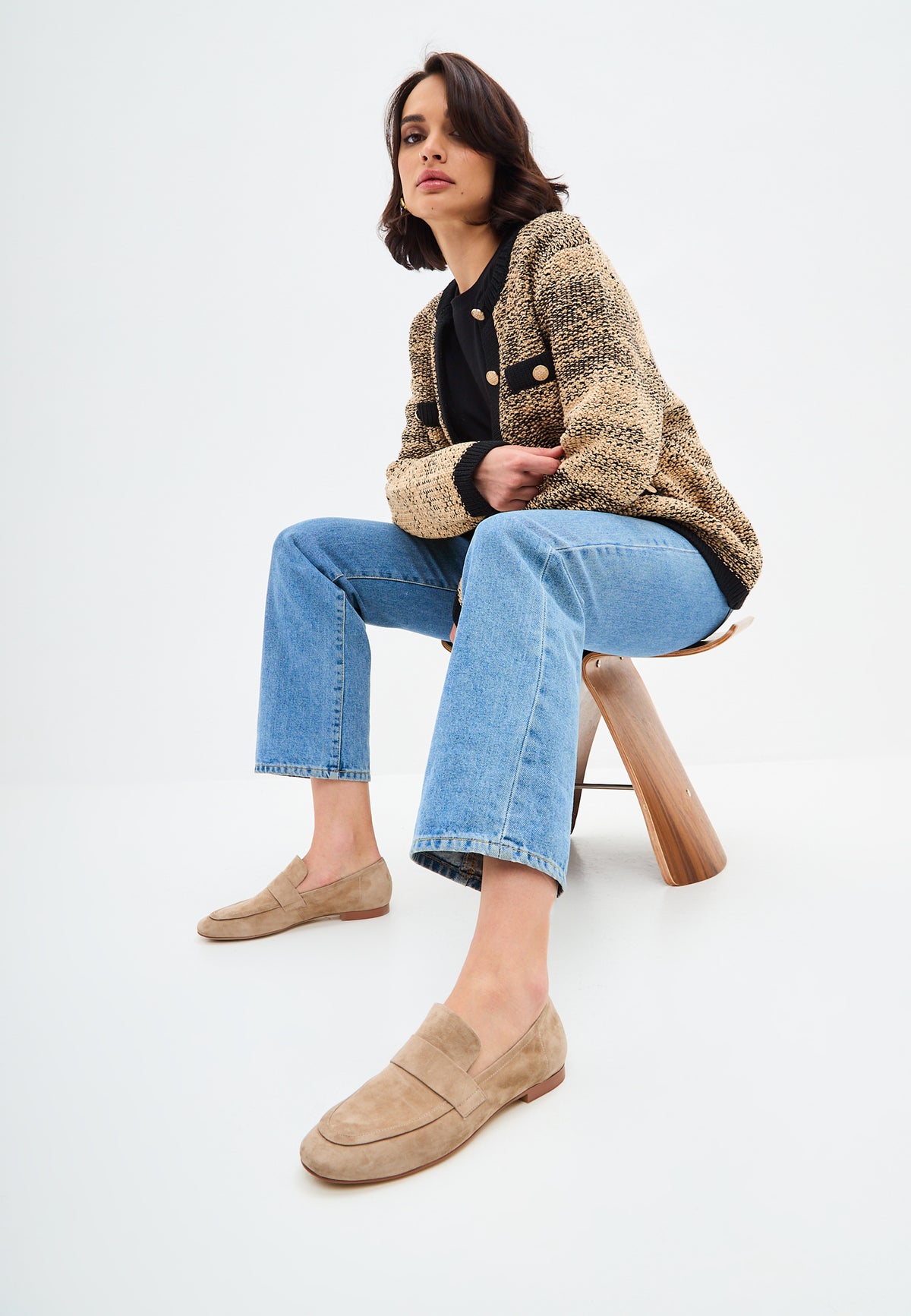 Loafers med blokhæl Diana - Beige