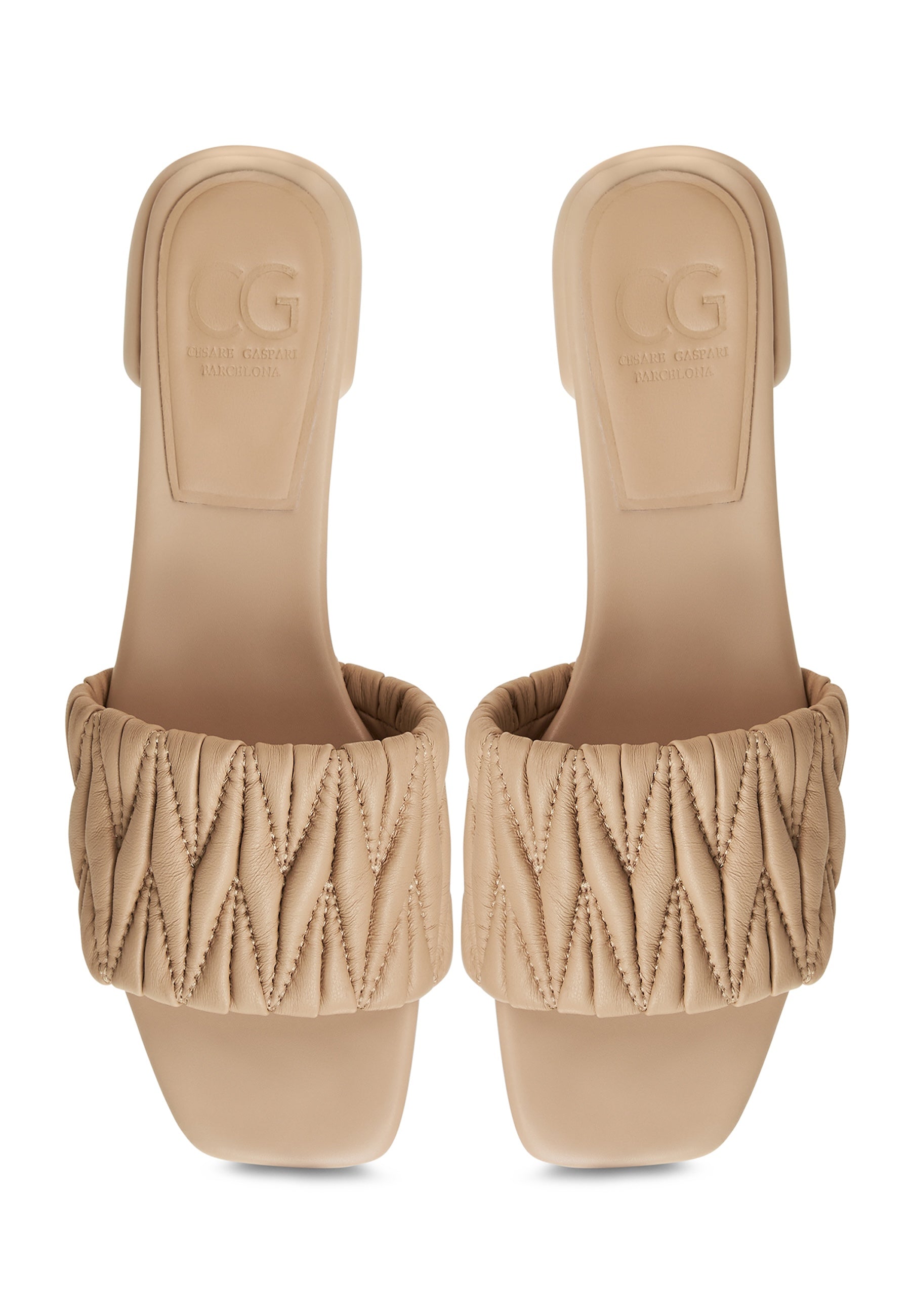 Block Heeled Slippers Stephanie - Beige