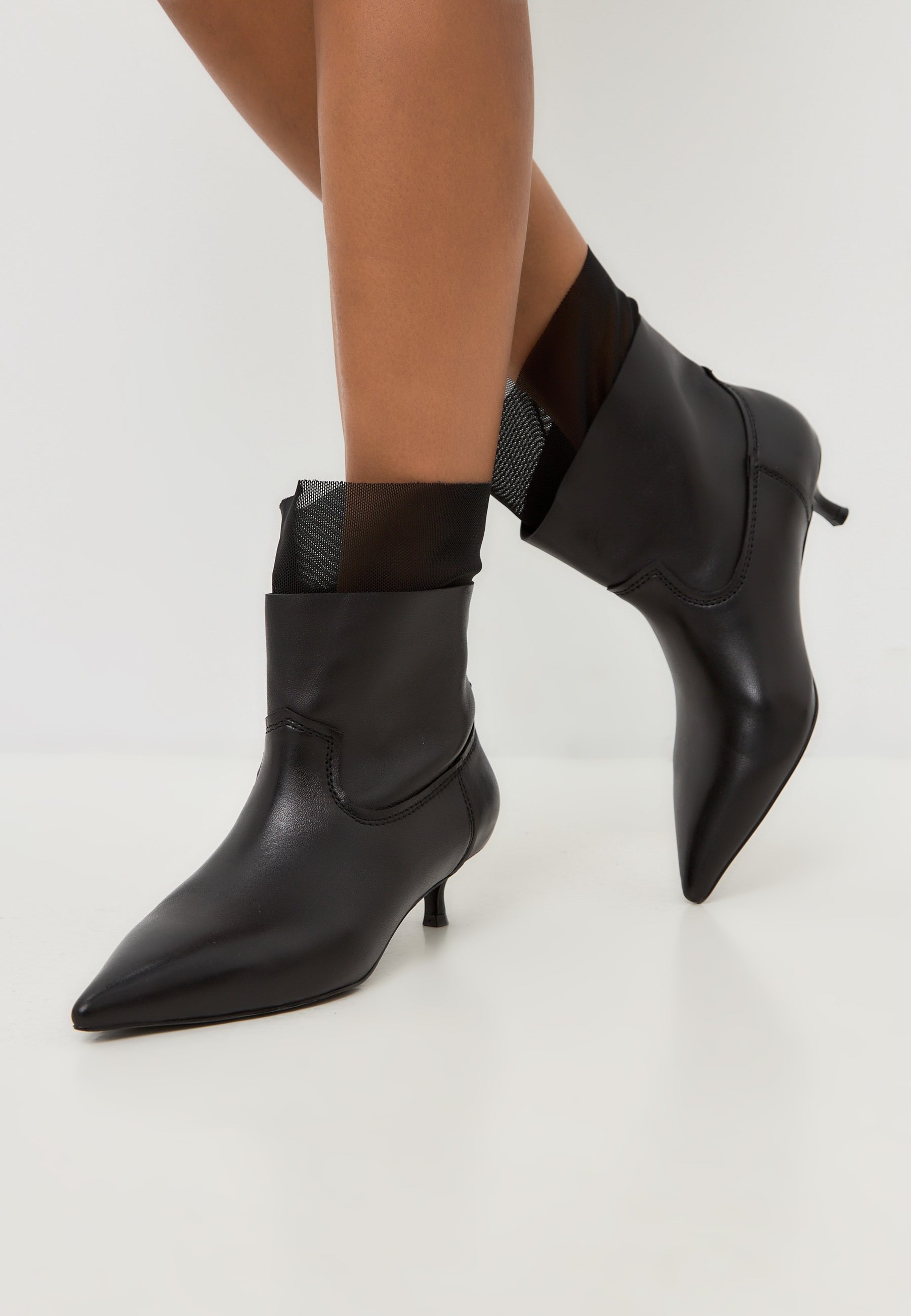 Ladies black kitten heel ankle boots hotsell