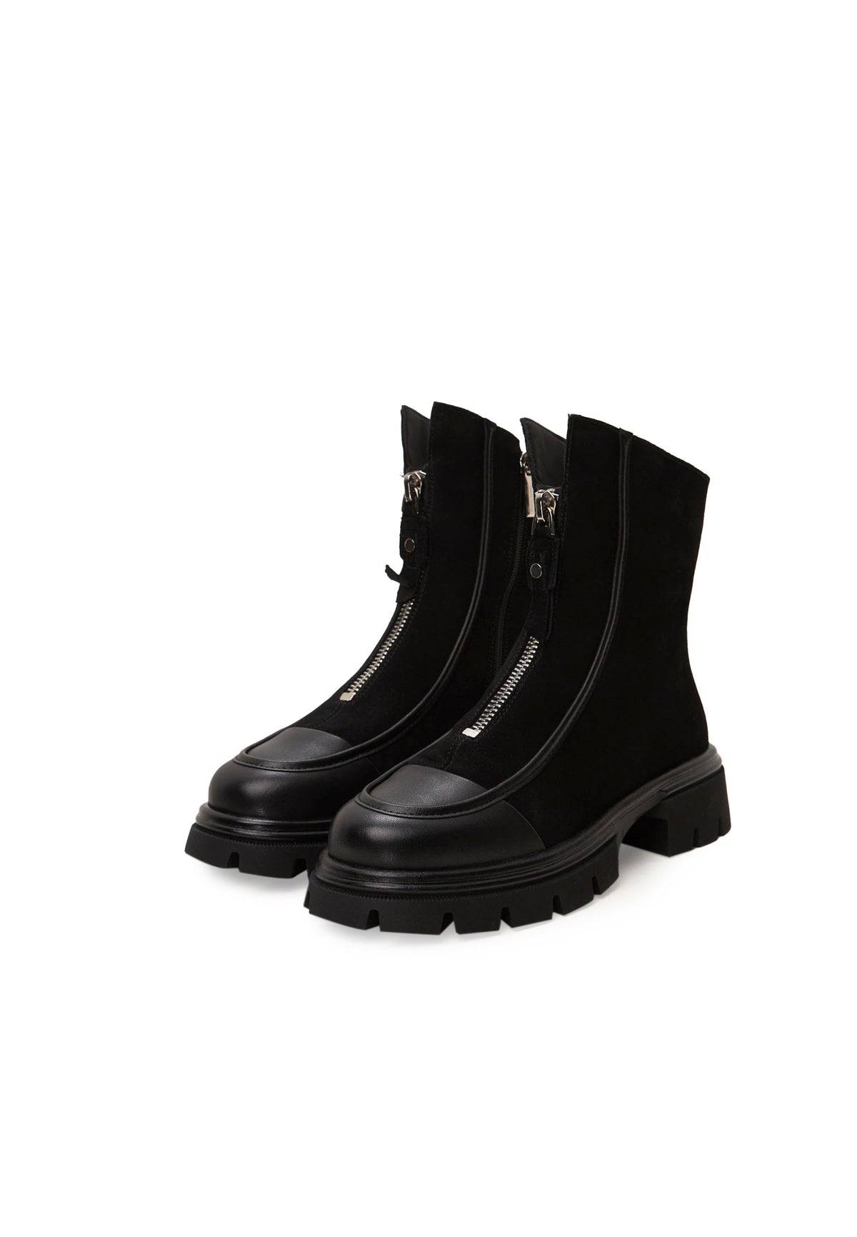 Bottines chunky zippées – Noir