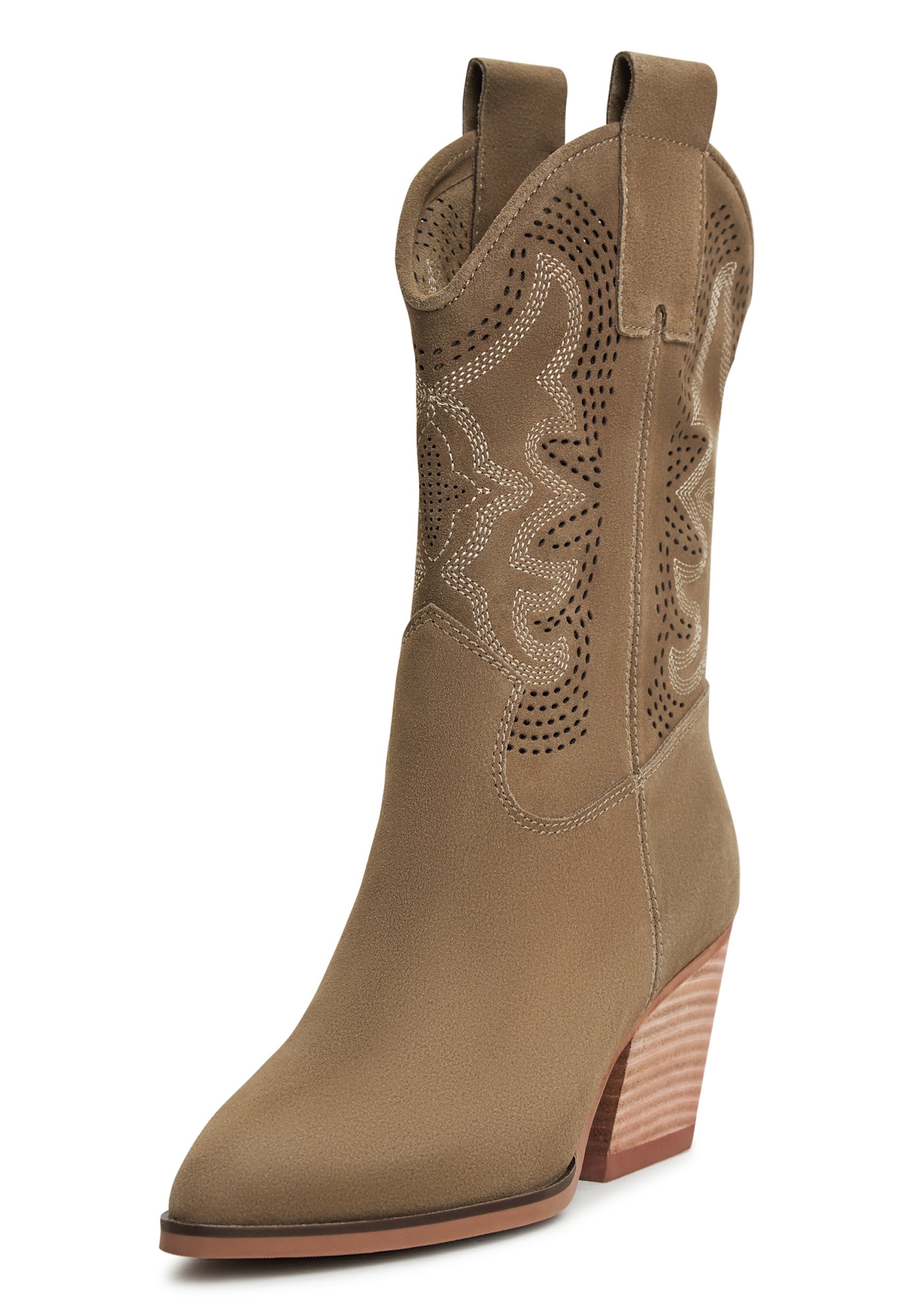 Suede Cowboy Boots Elena - Beige