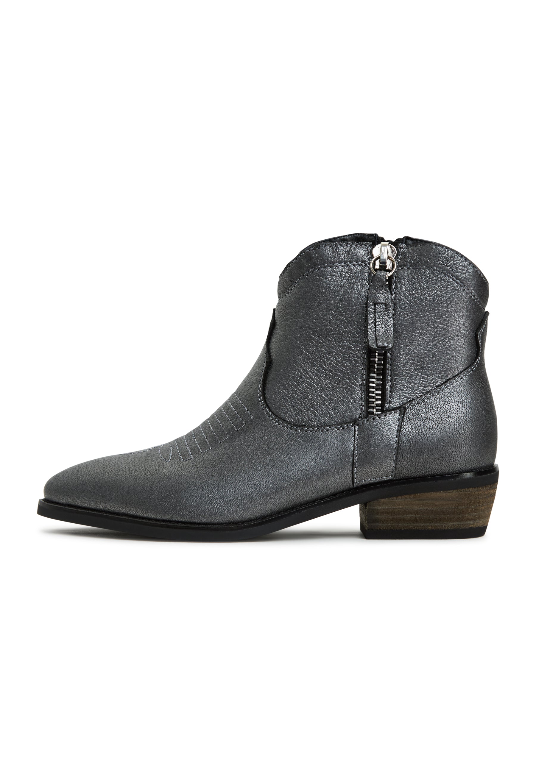 Leather Cowboy Boots Vicky - Dark Grey