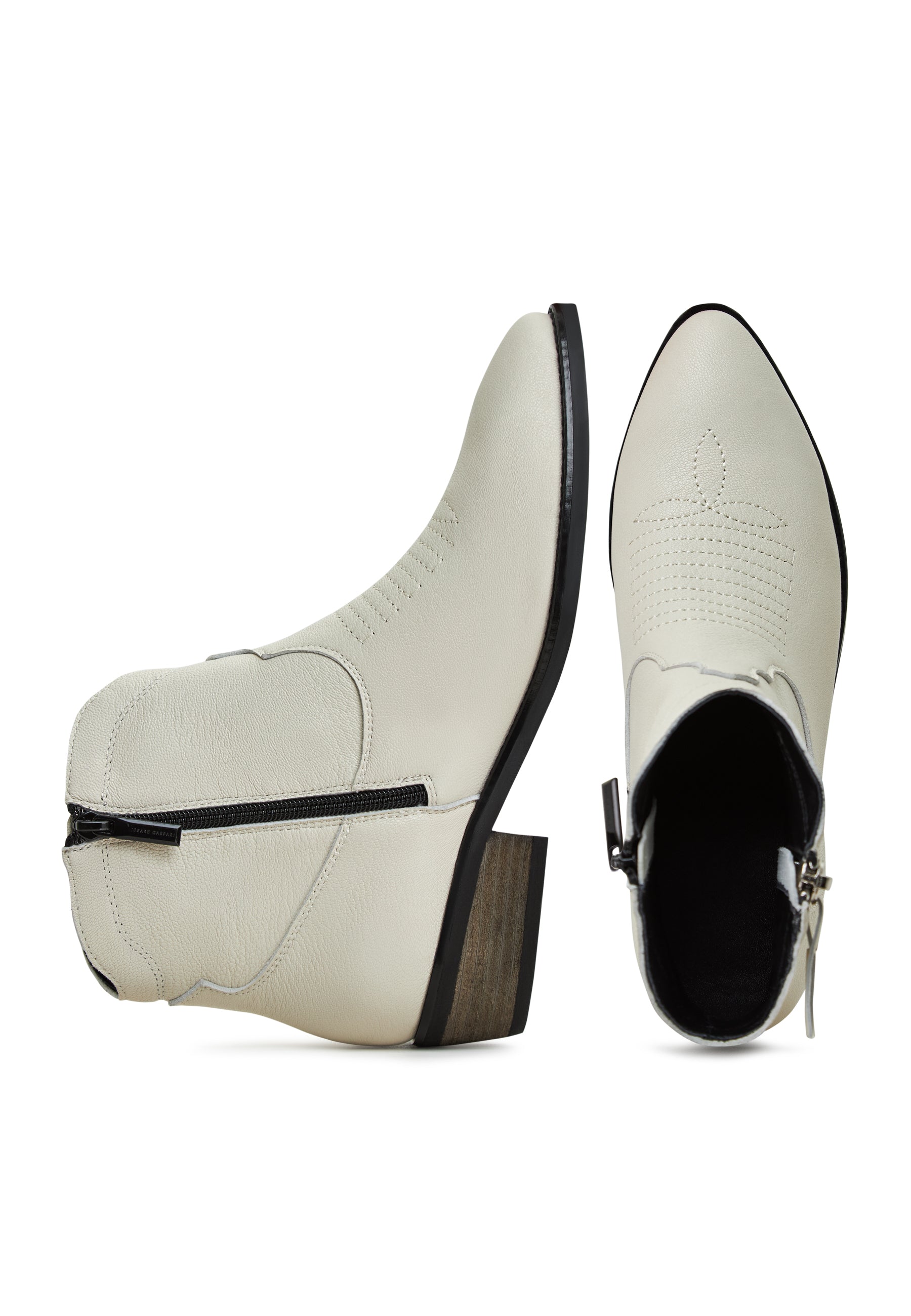 Leather Cowboy Boots Vicky - Ivory