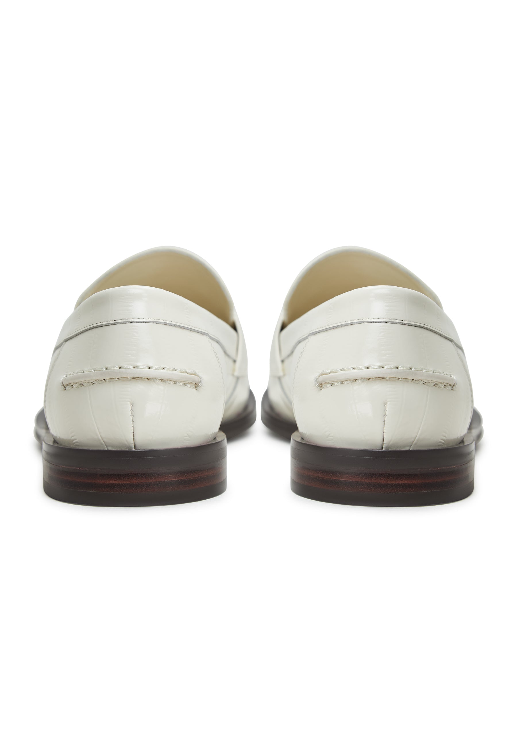 Leather Block Heeled Loafers - White