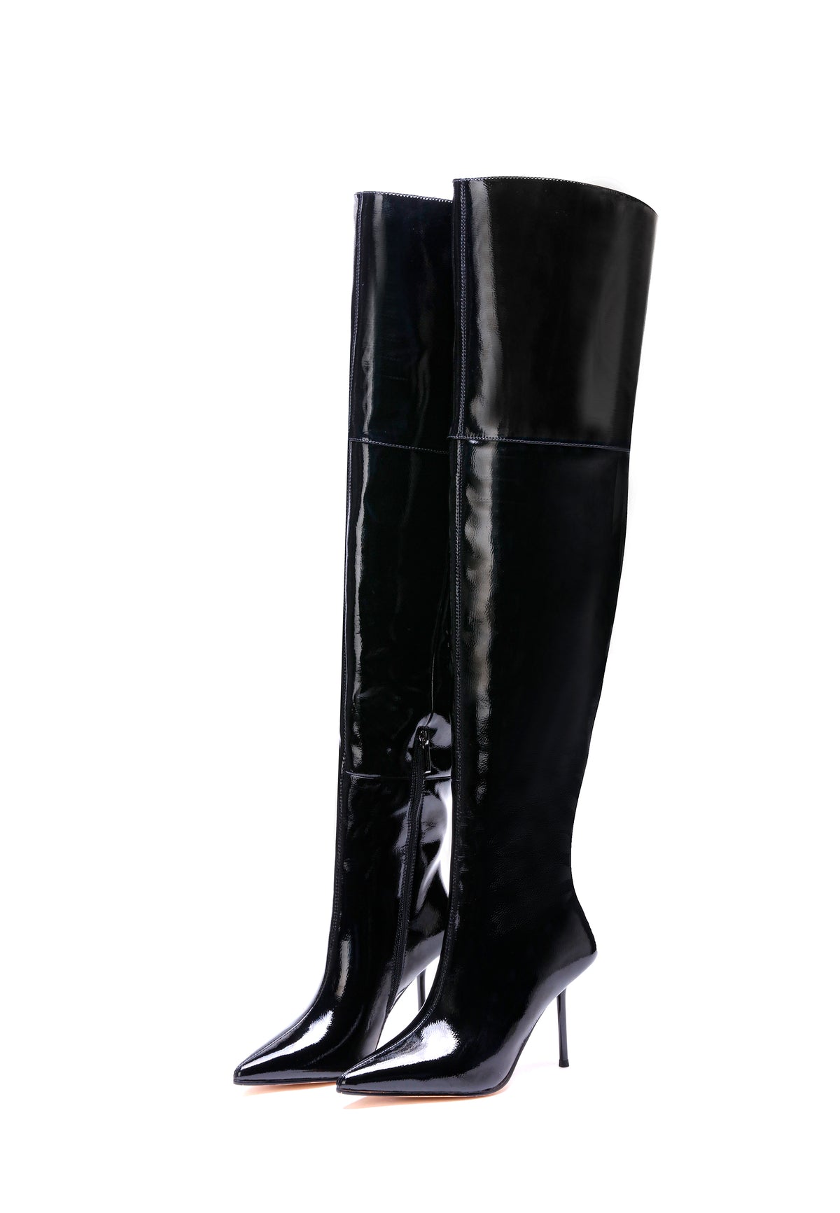 Botas altas Sleek con tacón stiletto – Negro