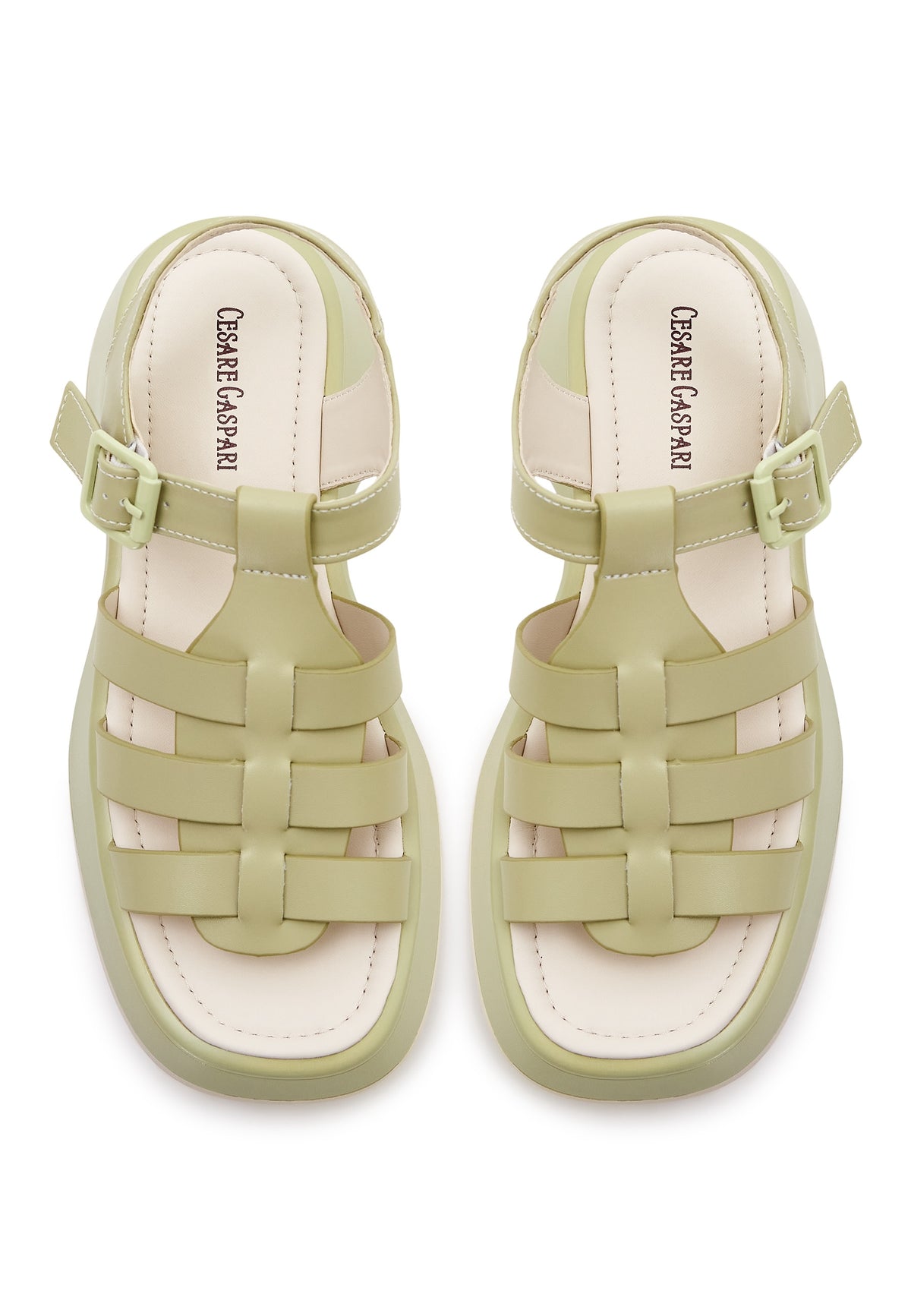 Skórzane sandały na platformie Joanna - Zielony