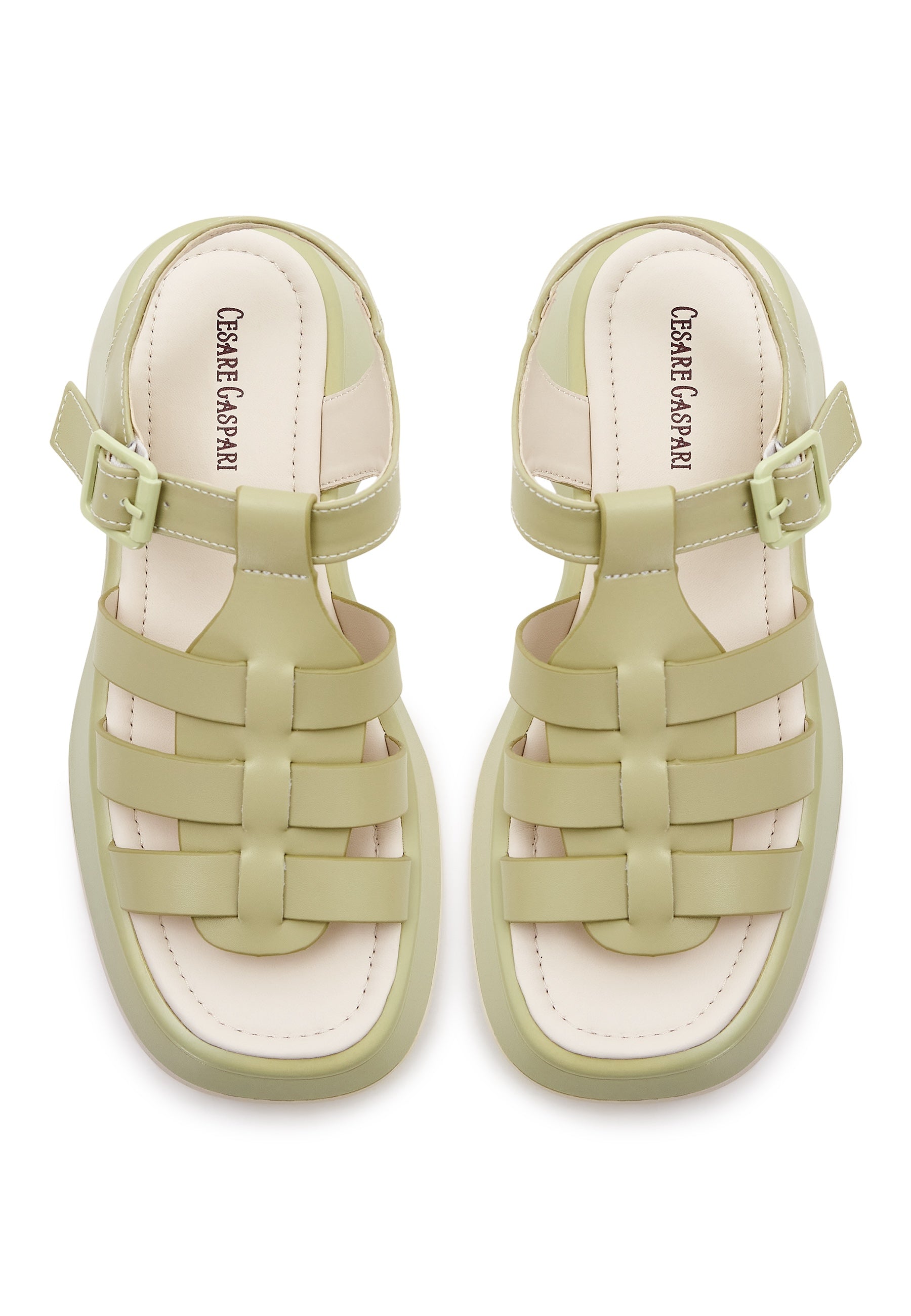 Leather Platform Sandals Joanna - Green