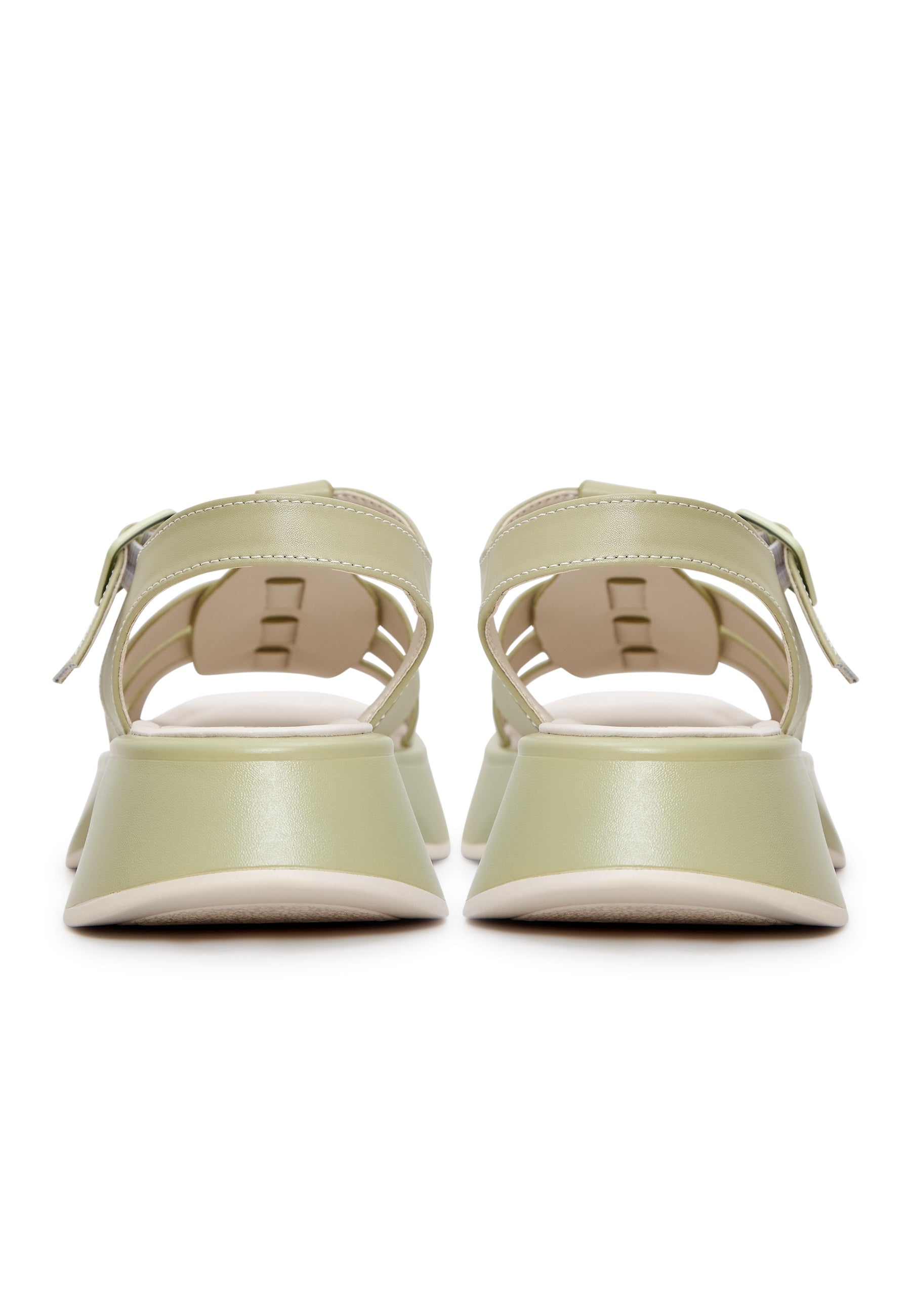 Leather Platform Sandals Joanna - Green