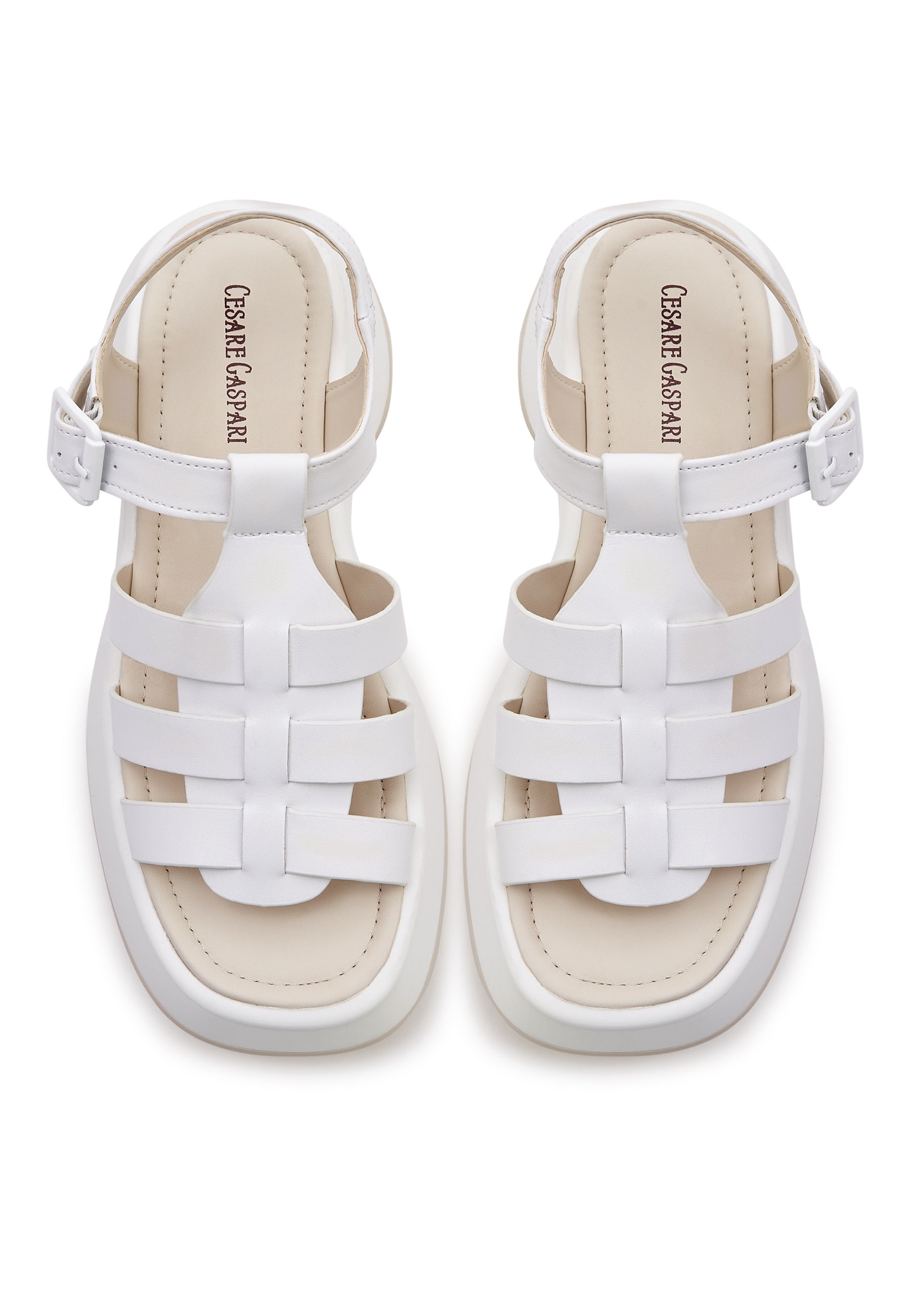 Leather Platform Sandals Joanna - White