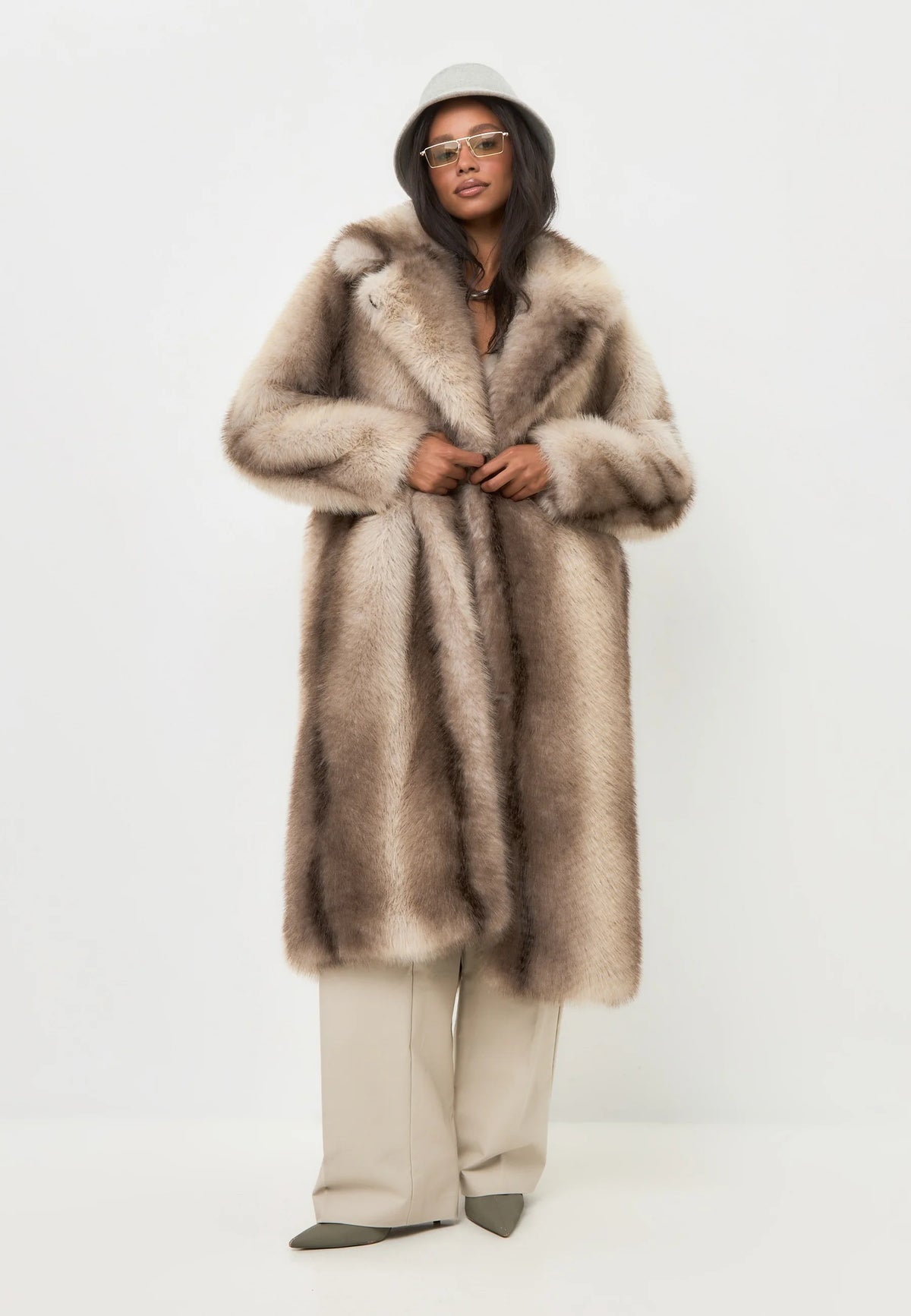 Luxurious Faux Fur Coat Natalie  - Brown