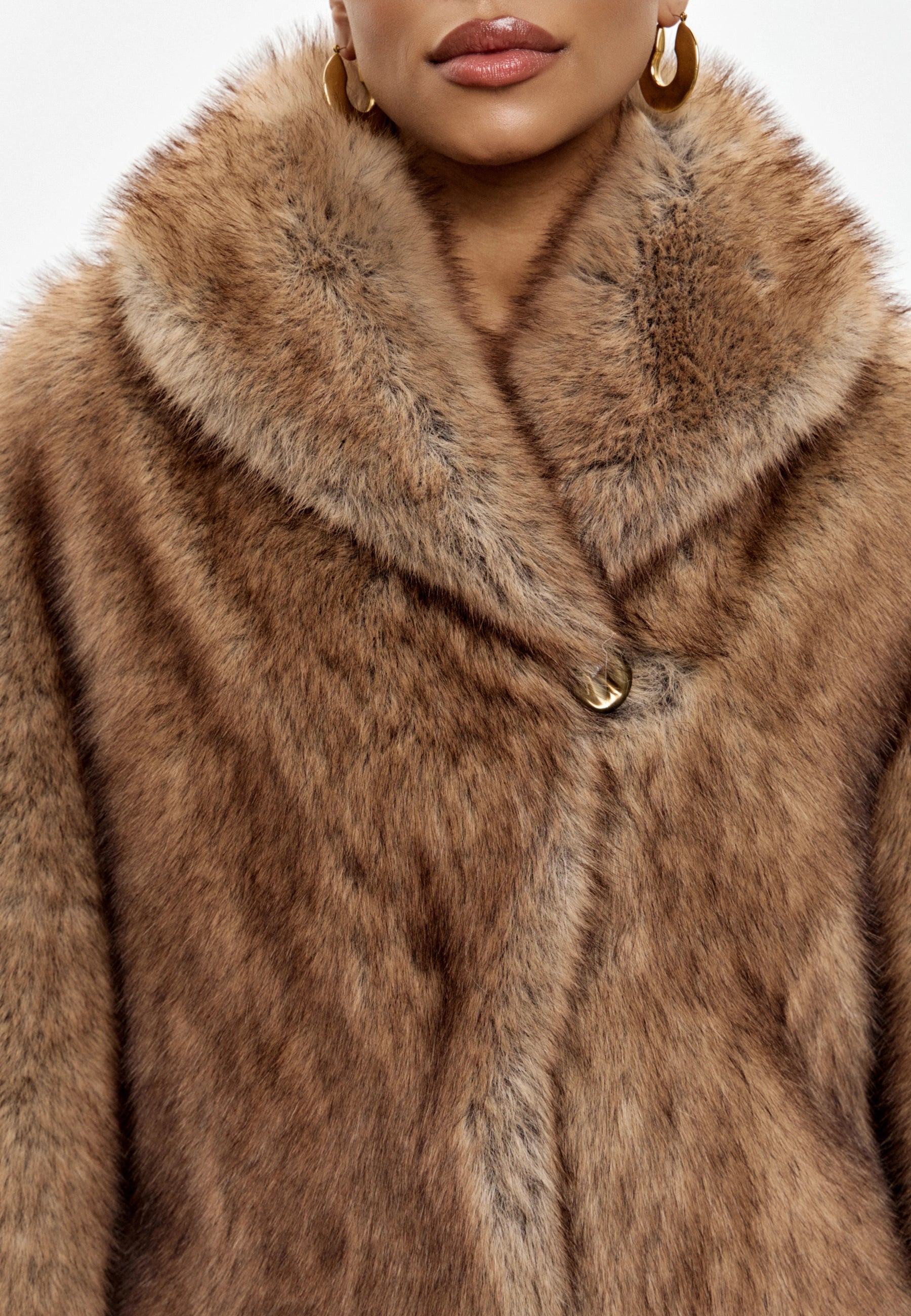 Couture Faux Fur Maxi Coat – Sable Brown
