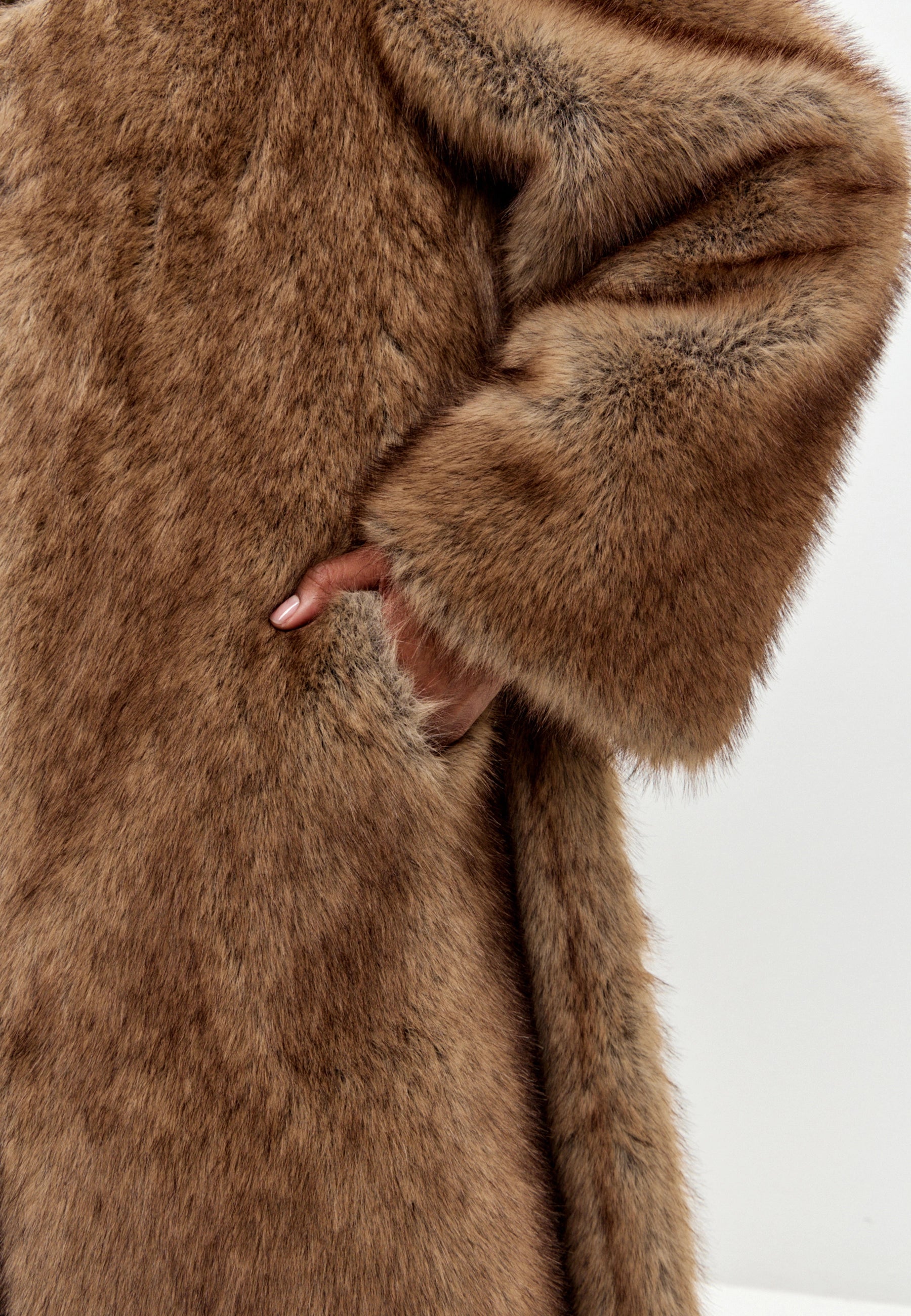 Couture Faux Fur Maxi Coat – Sable Brown