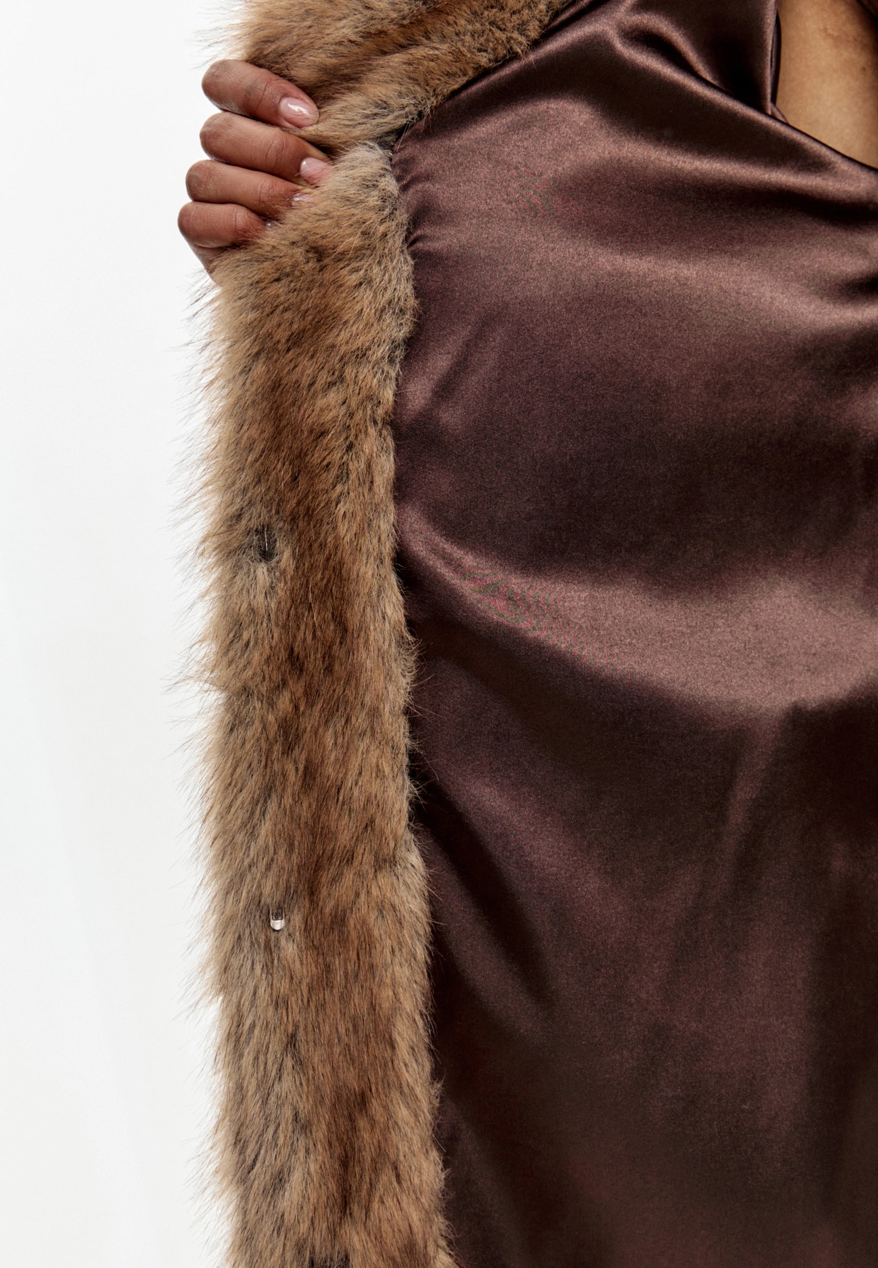 Couture Faux Fur Maxi Coat – Sable Brown