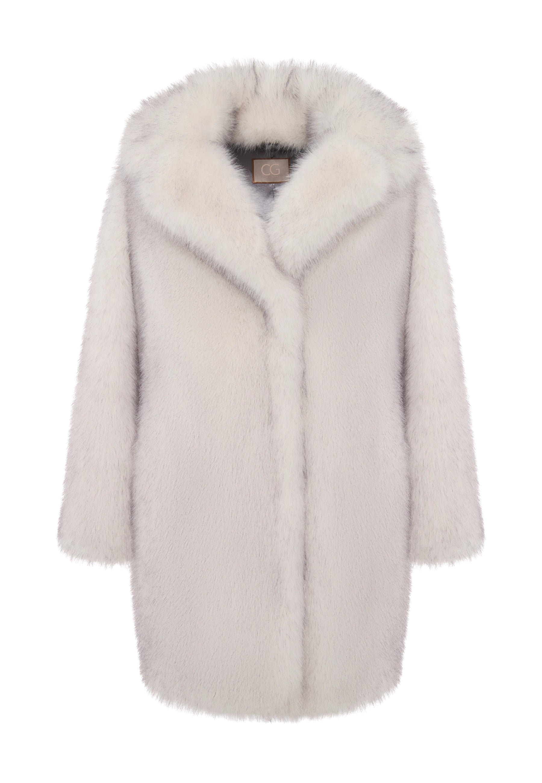 Oversized Faux Fur Coat with Collar – Ligth Grey