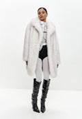 Oversized Faux Fur Coat with Collar – Light Grey