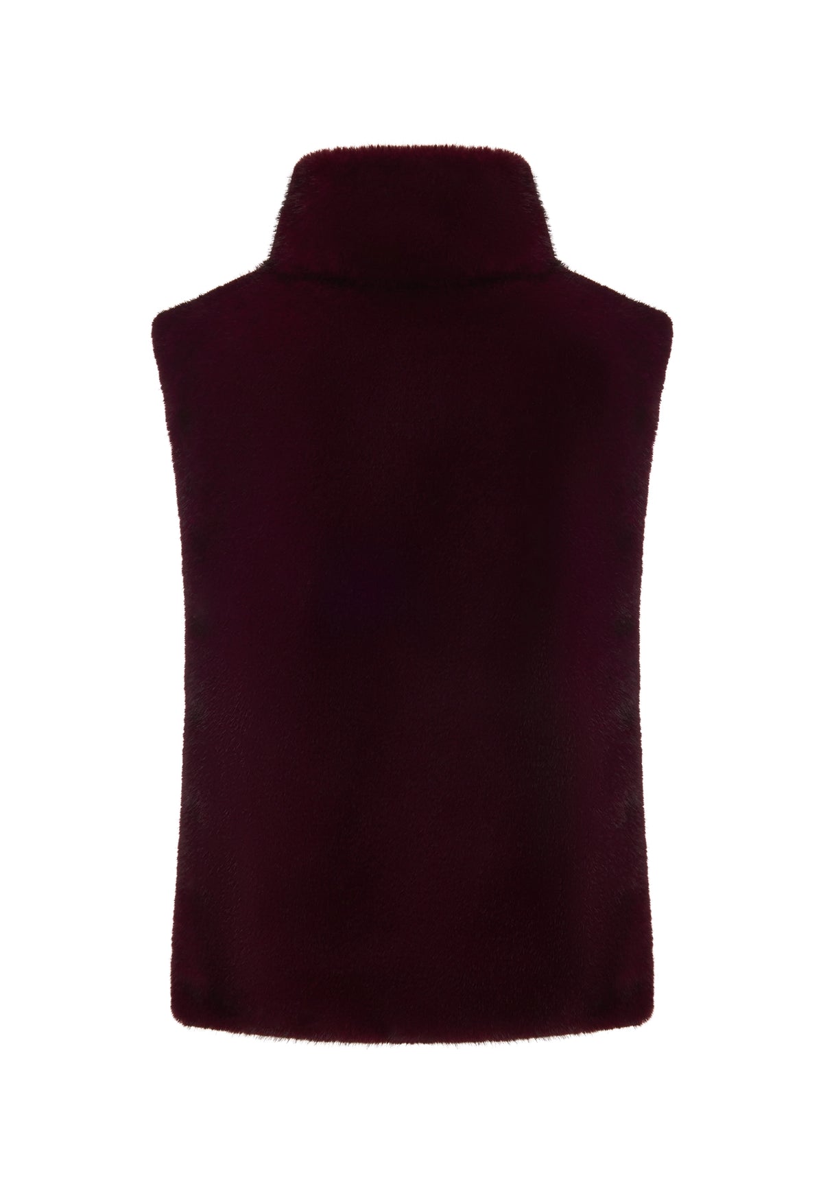 Faux Fur Sleeveless Sculpted Top with Collar – Bordeaux