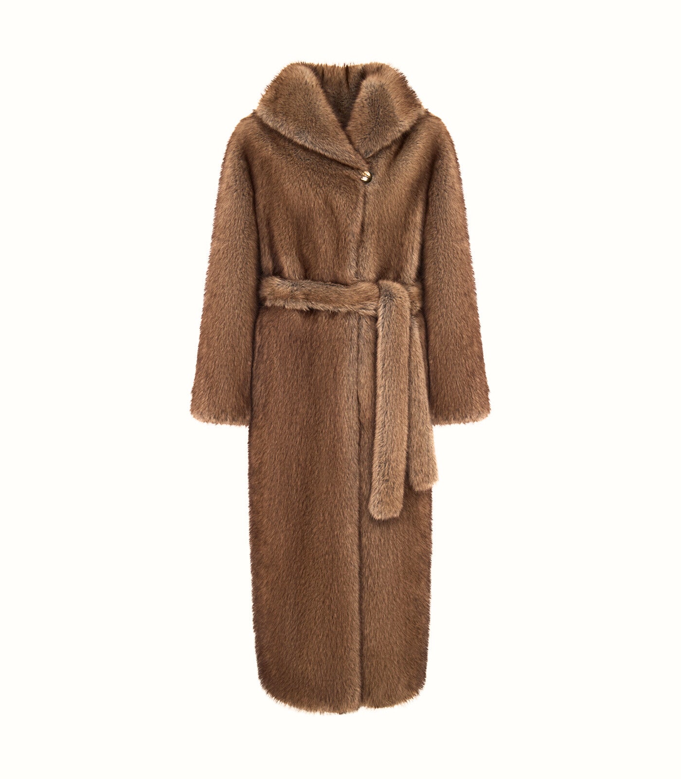 Couture Faux Fur Maxi Coat – Sable Brown