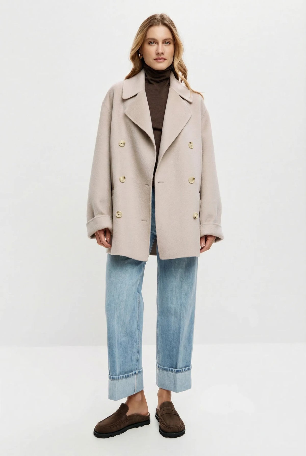 Cashmere Tailored Coat – Pearl