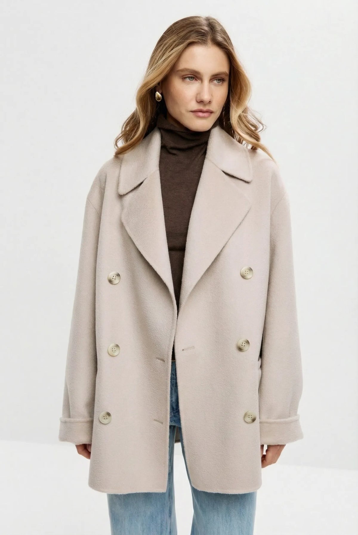 Cashmere Tailored Coat – Pearl