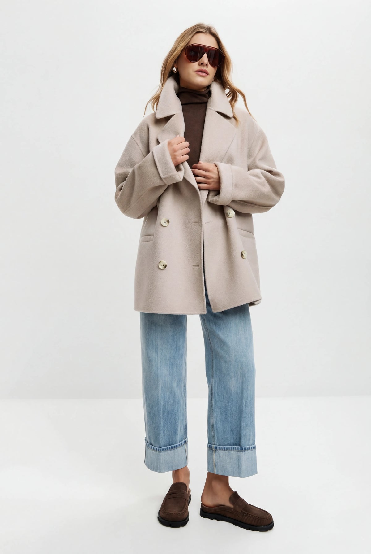 Cashmere Tailored Coat – Pearl