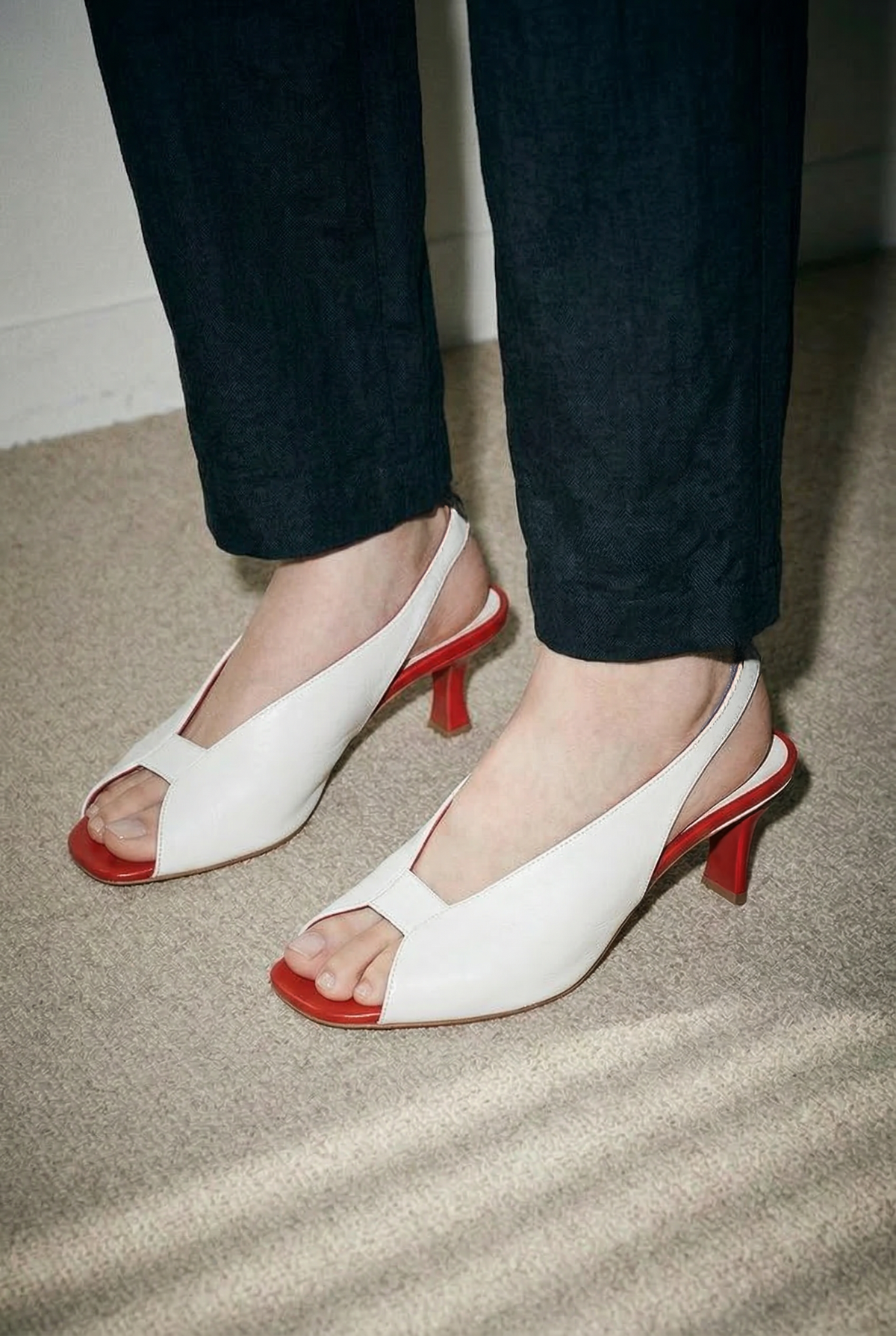 Sandales à talon en cuir