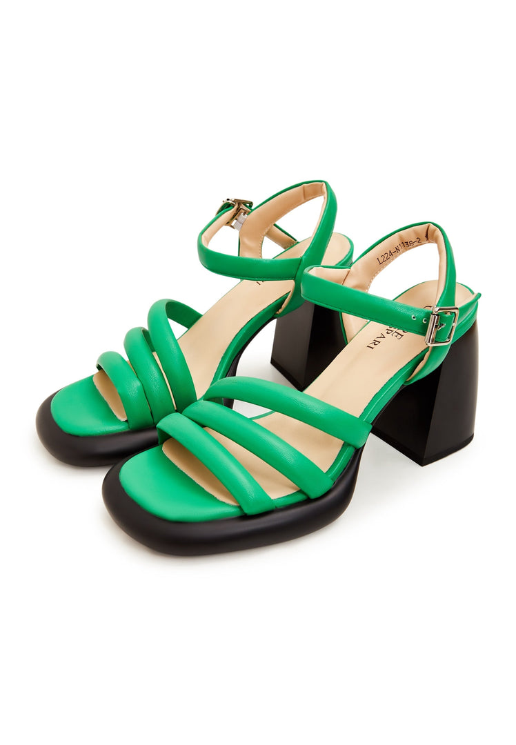 Sandalen mit Blockabsatz und offener Spitze - Grün