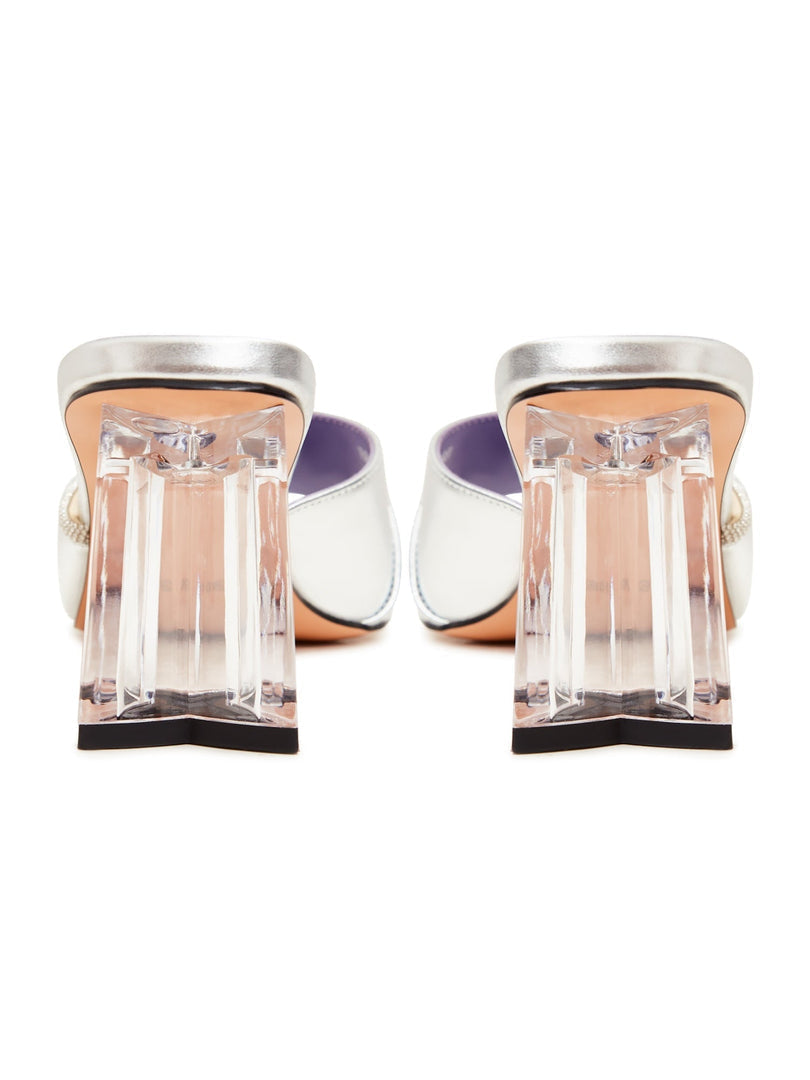 Heel Mules With  Star Shape Block Heel - Silver