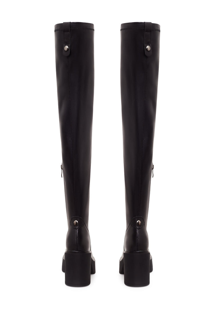 Platform Over-The-Knee Boots - Black
