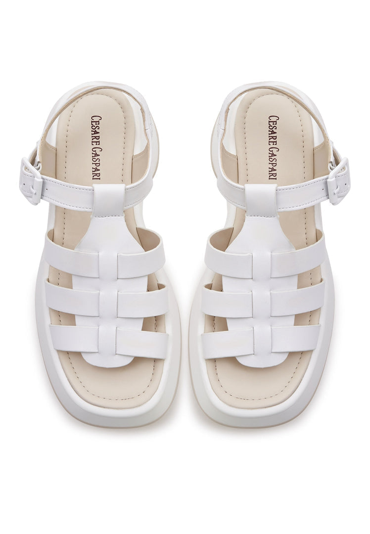 Sandales à plateforme en cuir Joanna - Blanc