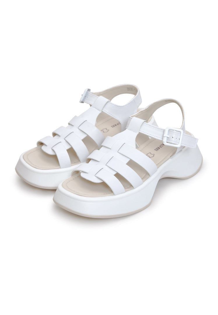 Sandales à plateforme en cuir Joanna - Blanc