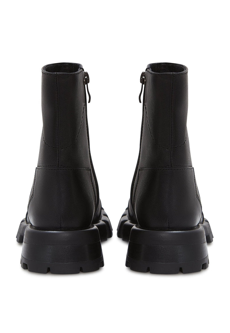 Stiefel mit flacher Sohle aus Leder - Schwarz