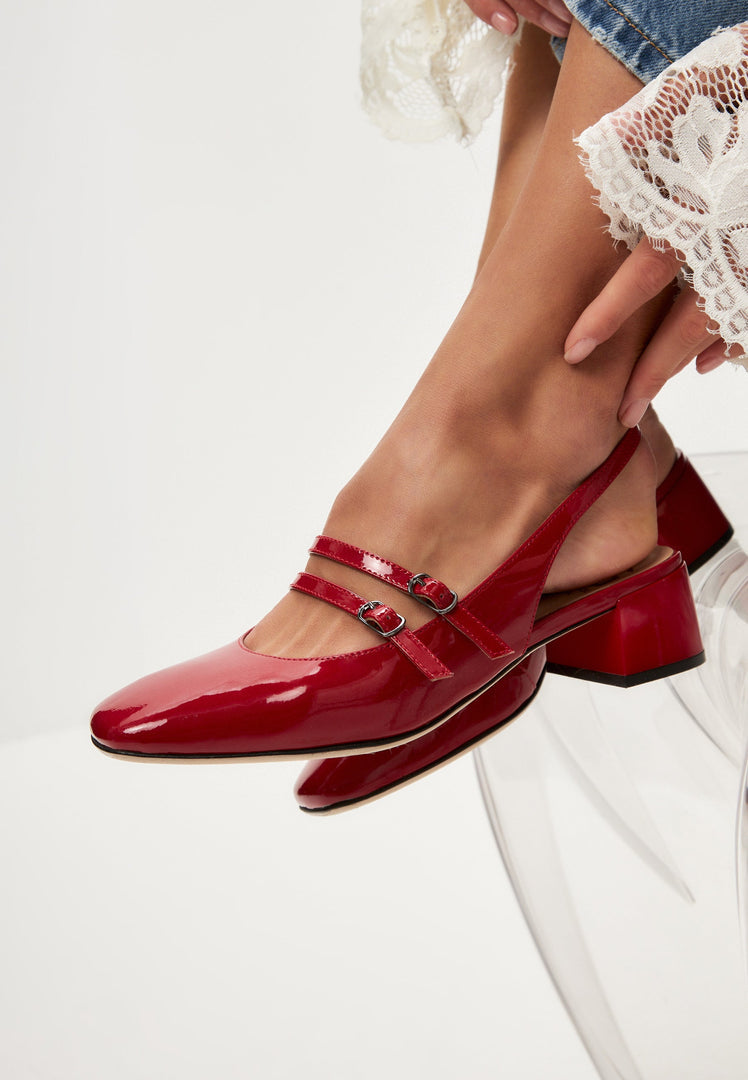 Slingback Block Heels Pumps Mar y Sol - Red