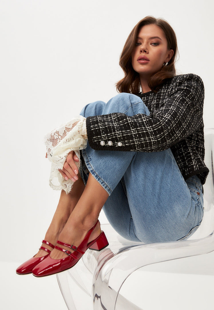 Slingback Block Heels Pumps Mar y Sol - Red