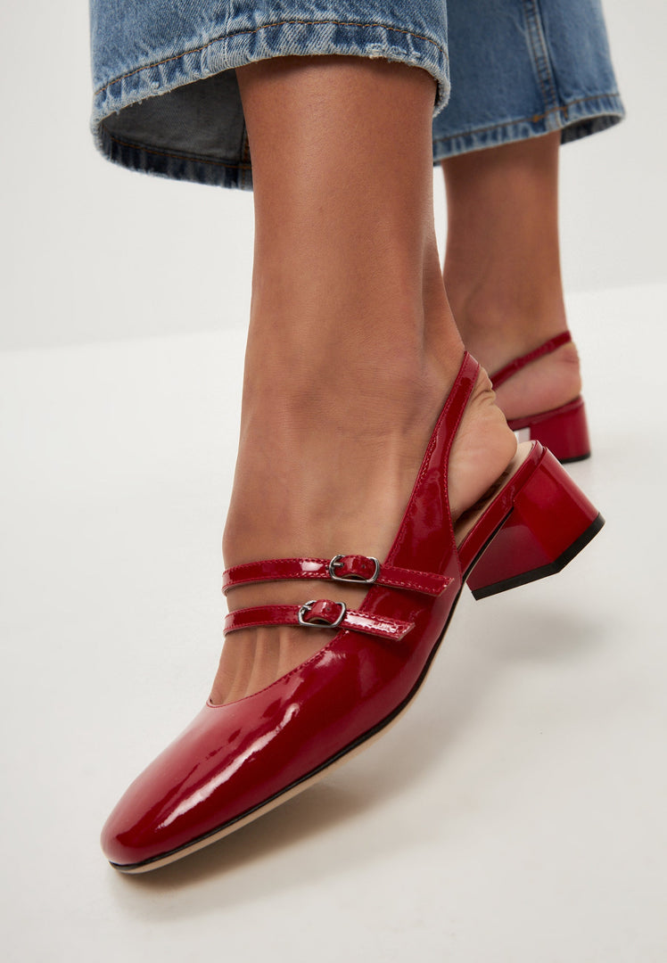 Slingback Block Heels Pumps Mar y Sol - Red