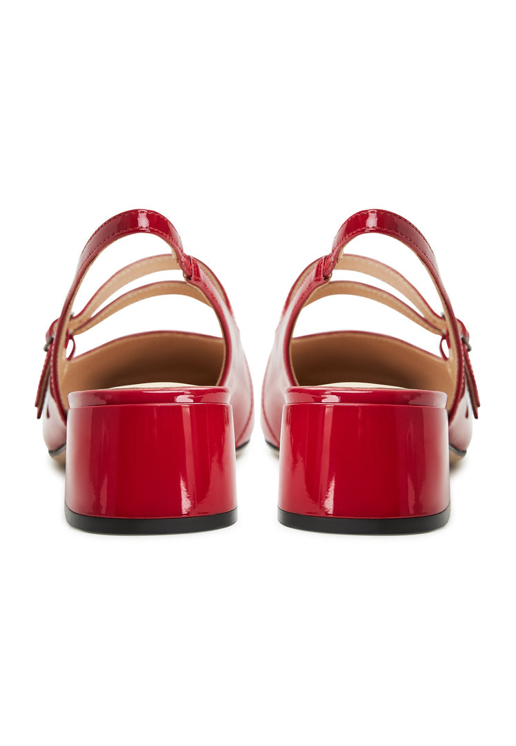 Slingback Block Heels Pumps Mar y Sol - Red
