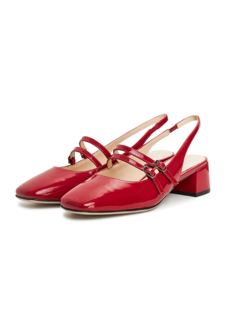 Slingback Block Heels Pumps Mar y Sol - Red