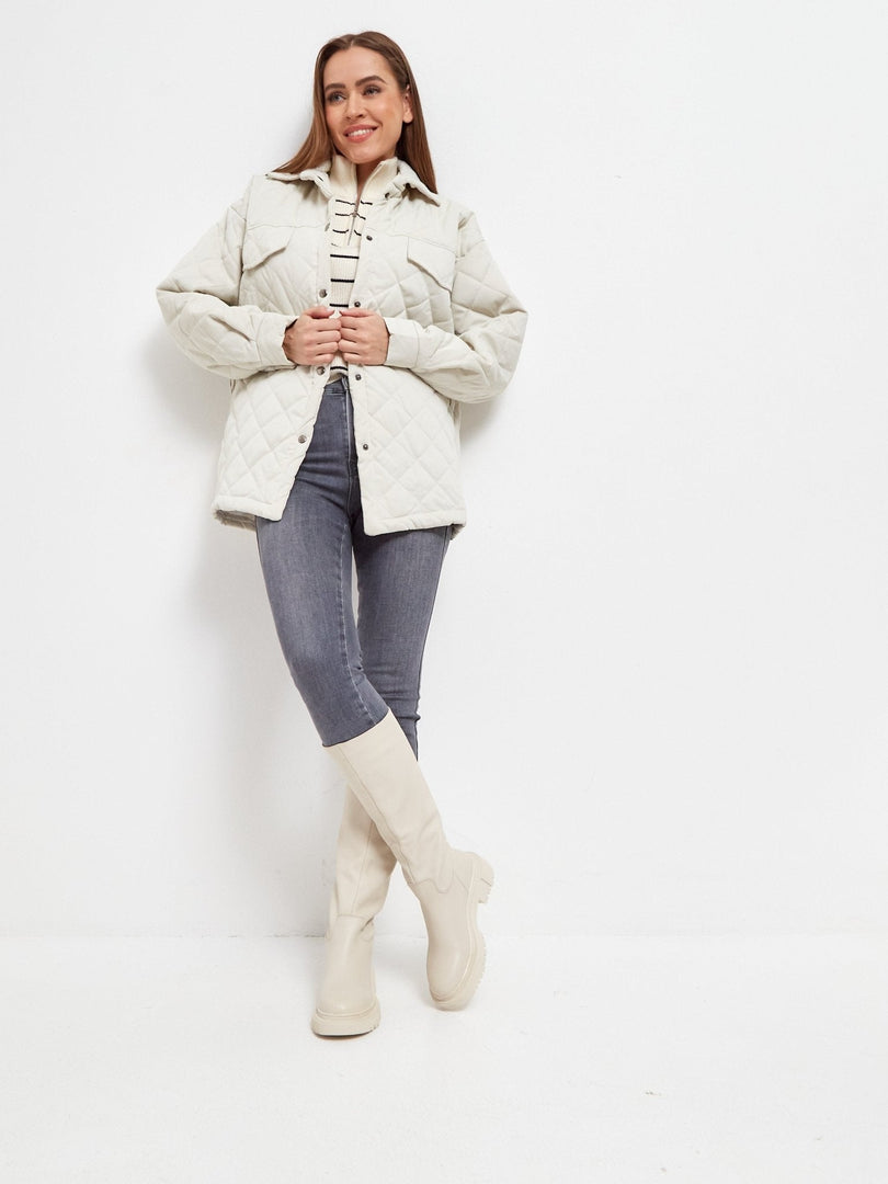 Leather Knee High Boots Anastasia - Beige