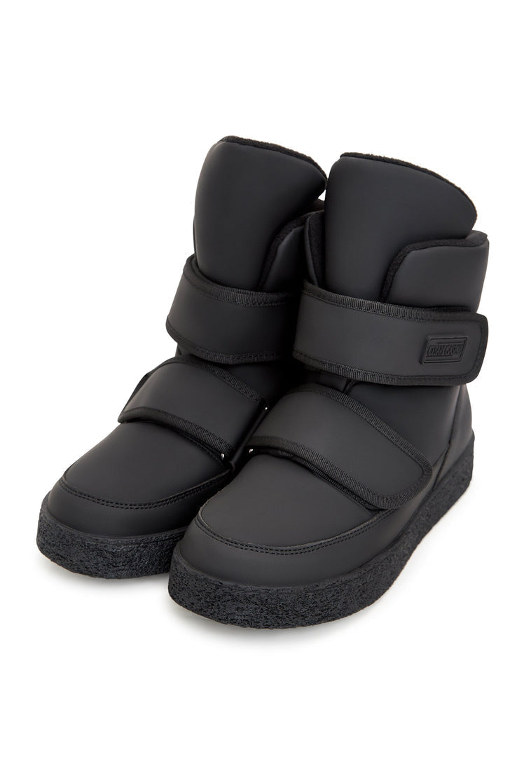 High-Top Winterstiefel mit Klettverschluss - Schwarz