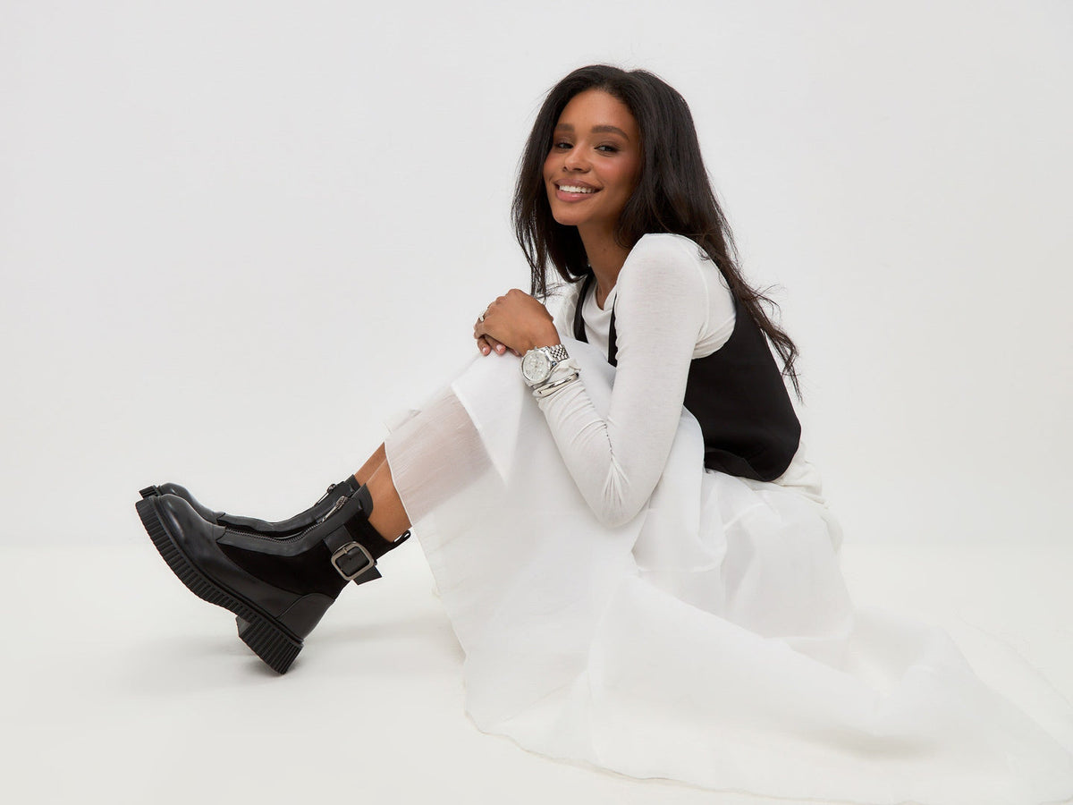 Stiefelette Ciara mit klobiger Sohle - Schwarz