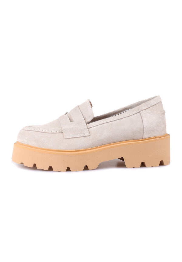 Slip-on Suede Loafers - Beige