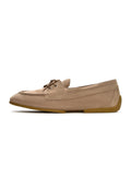 Suede Lace-Up Loafers - Beige