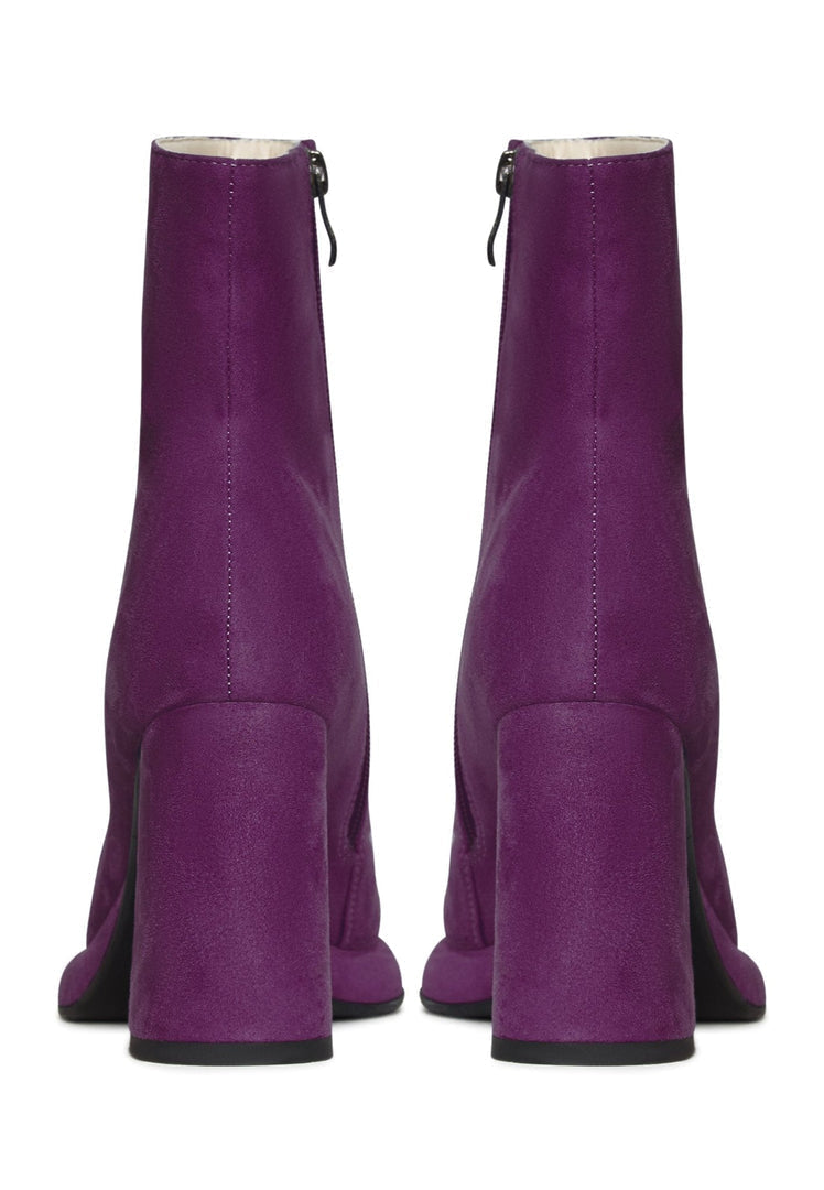 Casual Block Heel Ankle Boots - Purple