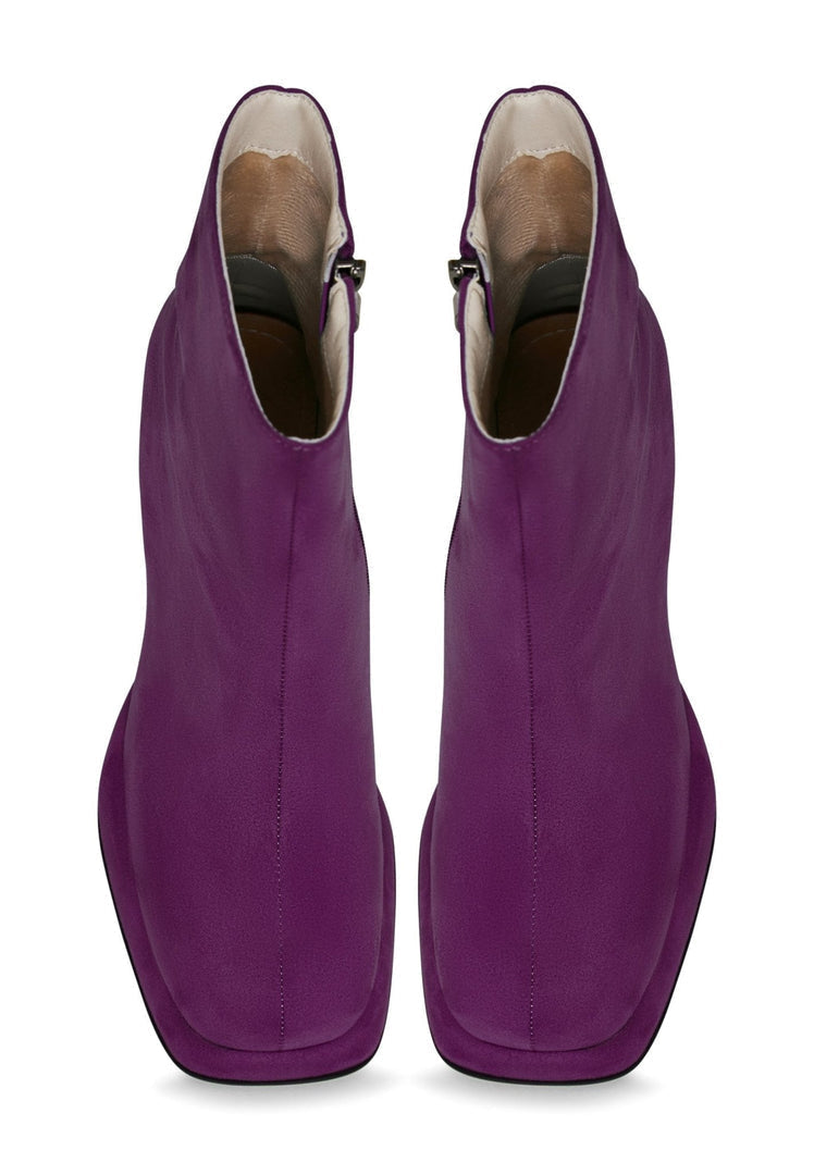 Casual Block Heel Ankle Boots - Purple