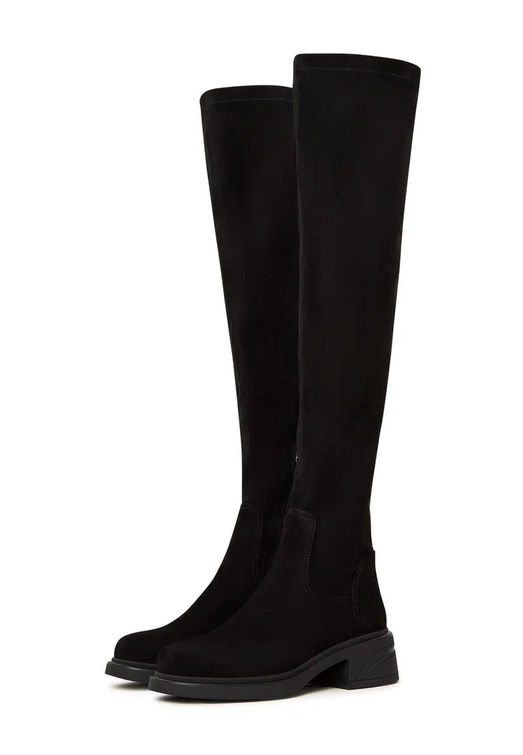 A pair of fashionable over-the-knee suede boots, ideal for adding a chic touch to your women's footwear collection.