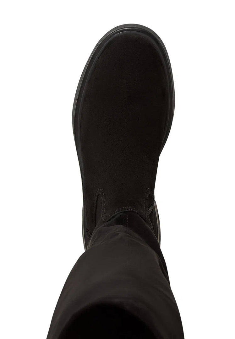 A stylish pair of over-the-knee suede boots, the ultimate chic and fashionable choice in women's footwear.