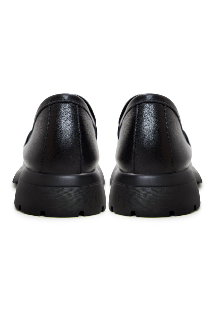 Leather Platform Loafers - Black
