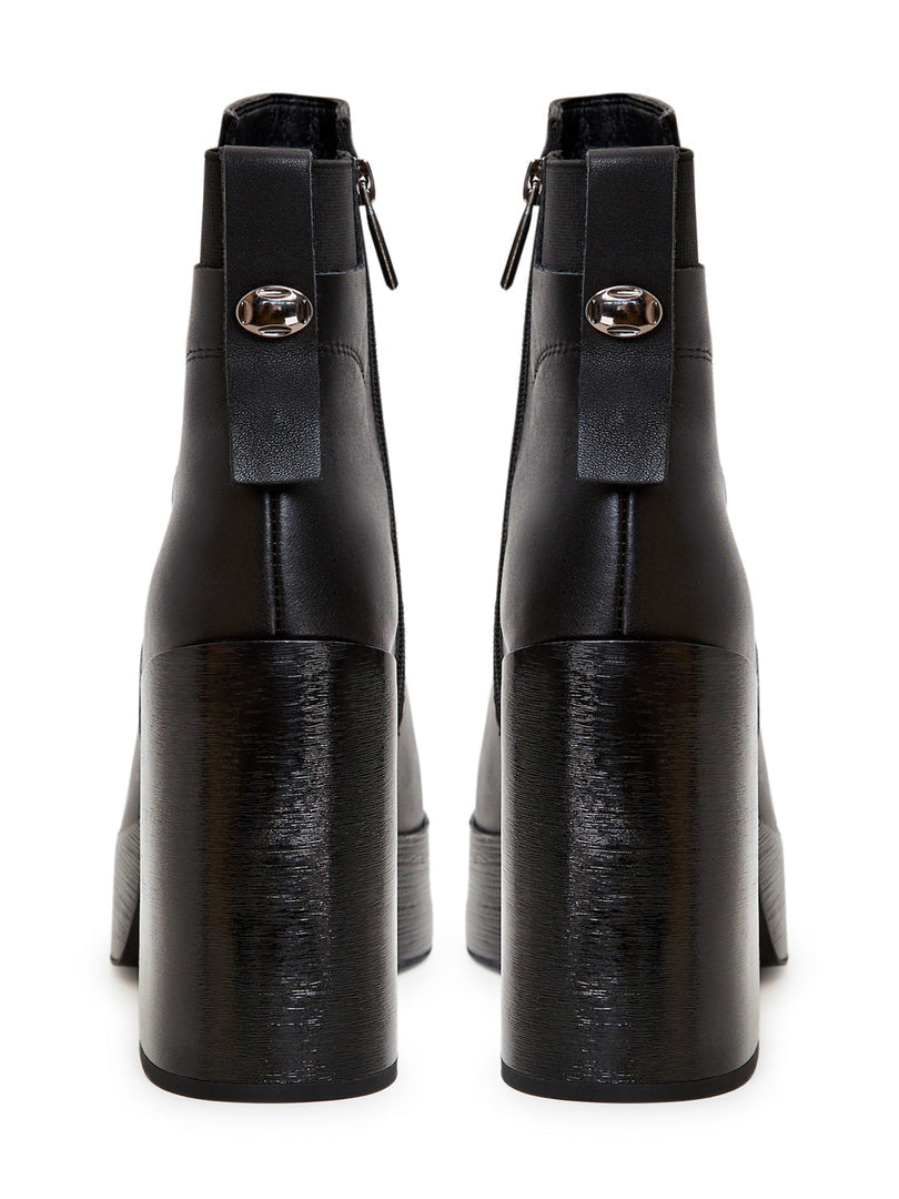Leather Block Heeled Ankle Boots
