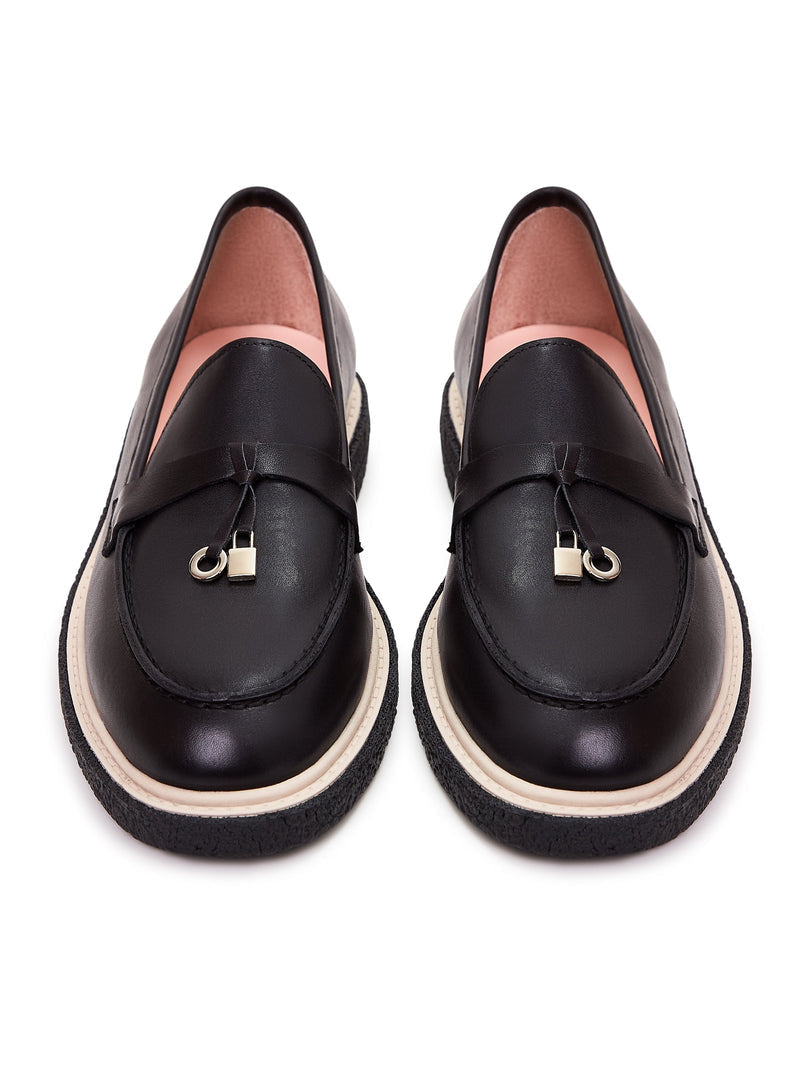 Leather Slip-On Loafers - Black