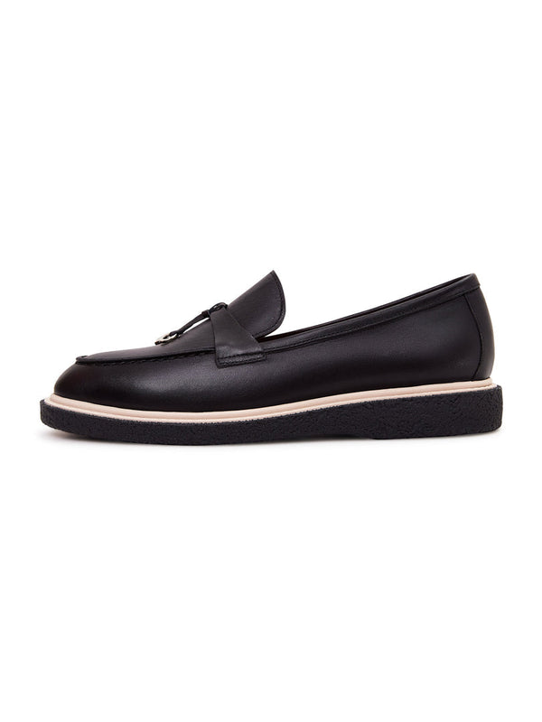 Leather Slip-On Loafers - Black