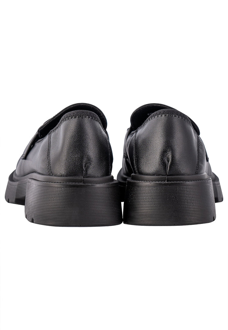 A stylish pair of black Juana platform loafers, perfect for women's footwear enthusiasts looking for designer flats.